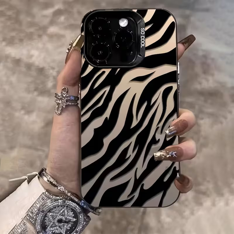 Apple Iphone 15 - 얼룩말 패턴 블랙 고급 IMD 충격